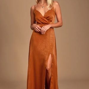 Constantine Rust Orange Satin Maxi Dress